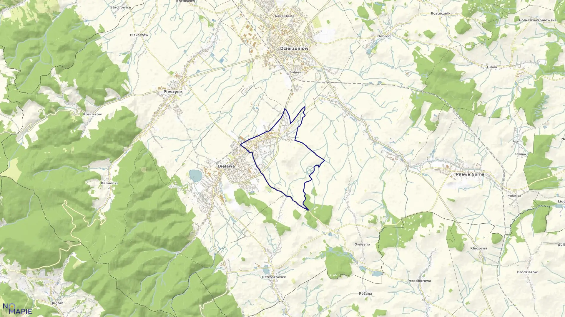 Mapa obrębu POŁUDNIE w mieście Bielawa